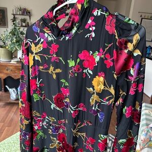 Lulu's Floral Backless Dress - Black and Multicolor